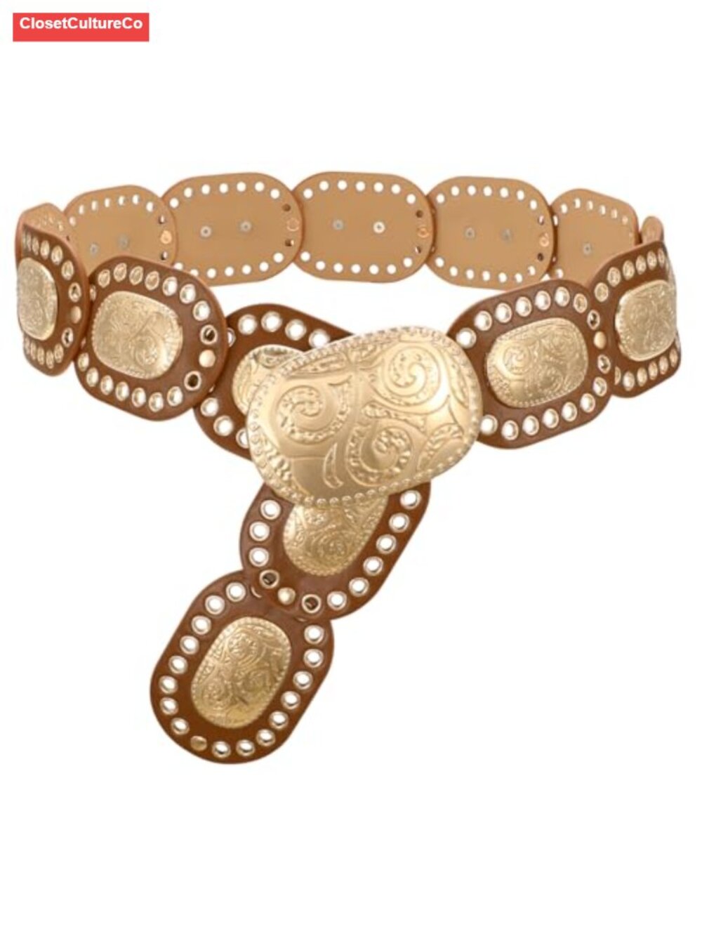 Women's Western Disc Belt PU Leather Fits 34-41 Adjustable Cowgirl Boho
